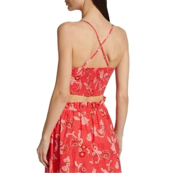 A.L.C. Arit Floral Sweetheart Crop Top in Calla Size 12 - Picture 4 of 16